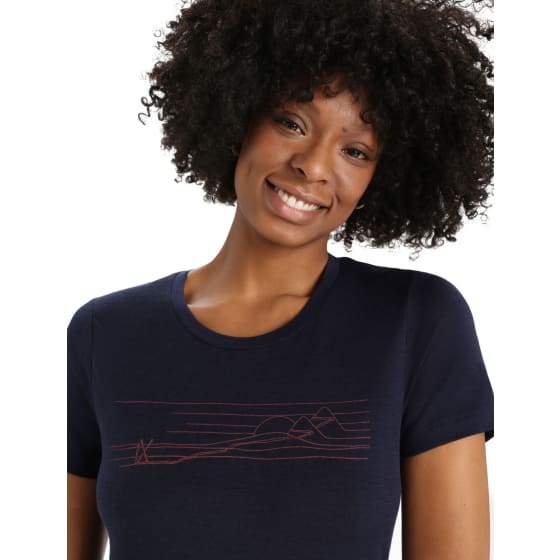 Icebreaker Merino Tech Lite II Short Sleeve T-Shirt Ski Stripes Dame