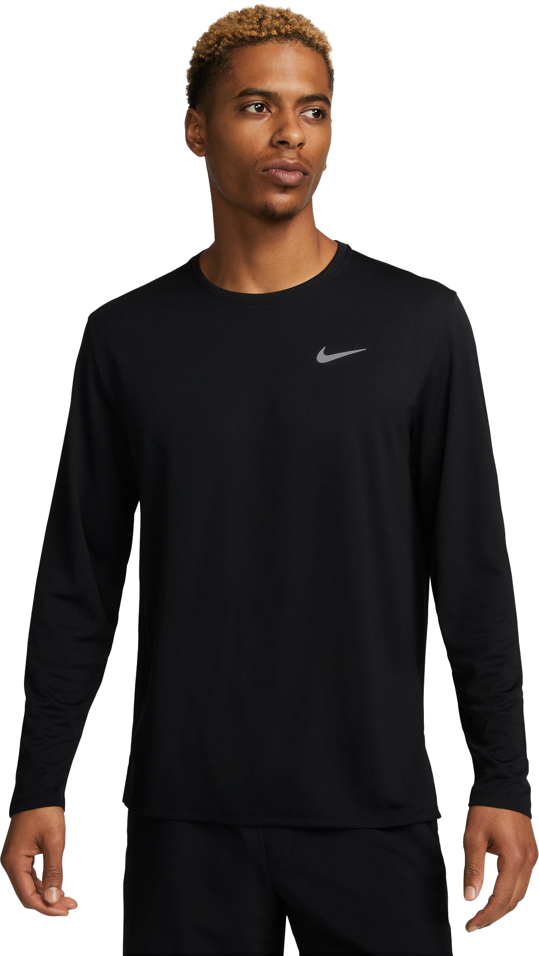 Dri-FIT UV Miler Top Long Sleeve, treningsgenser, herre BLACK/REFLECTIVE SIL