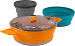 Orange Pot, Pacific Blue Bowl, Grey Mug