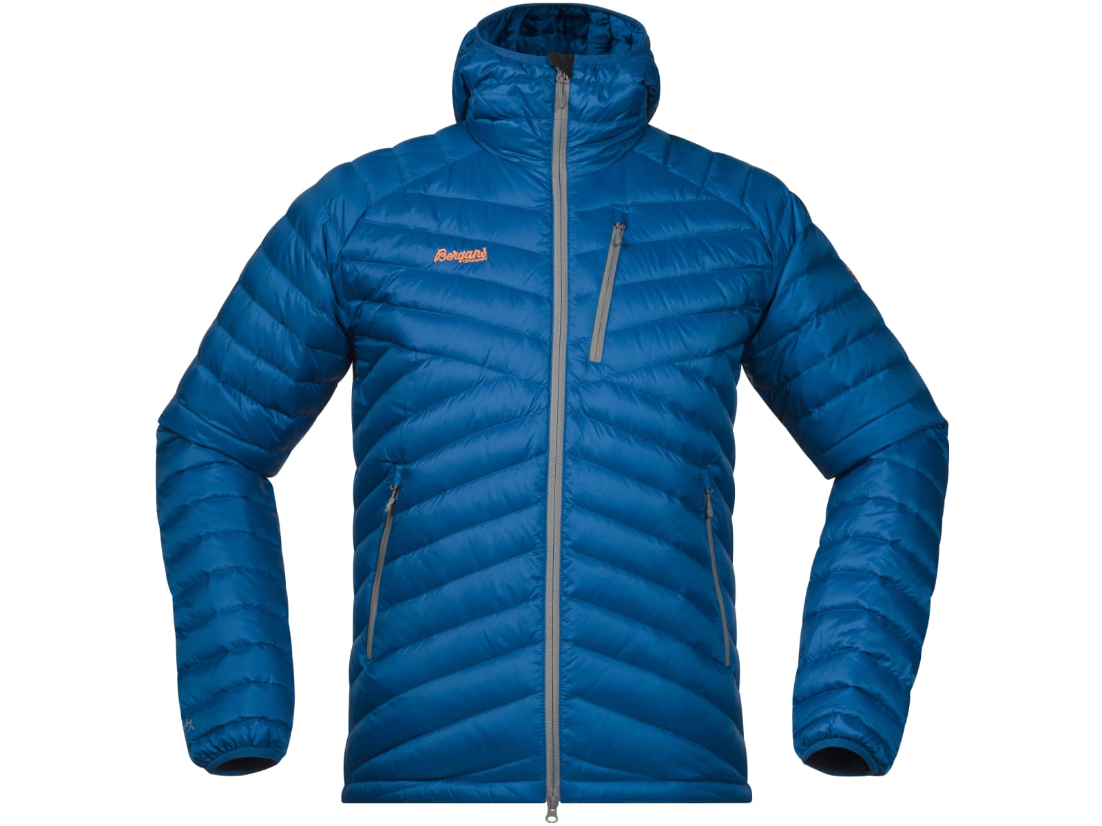Slingsbytind Down Jacket w Hood 9824 Ocean SolidGrey Pumpkin