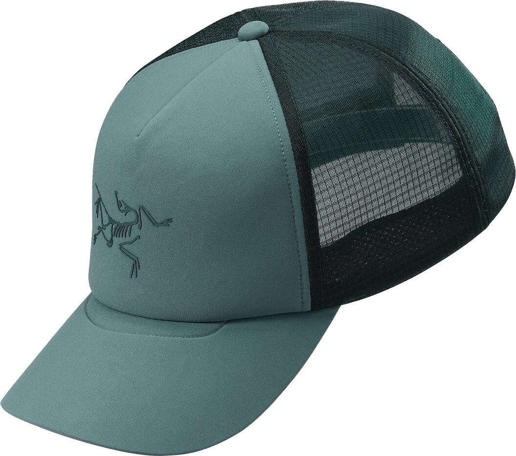 ARC’TERYX / LOGO TRUCKER FLAT MESH CAP LABYRINTH Arc'teryx Logo Trucker Flat Labyrinth at CareOfCarl.com