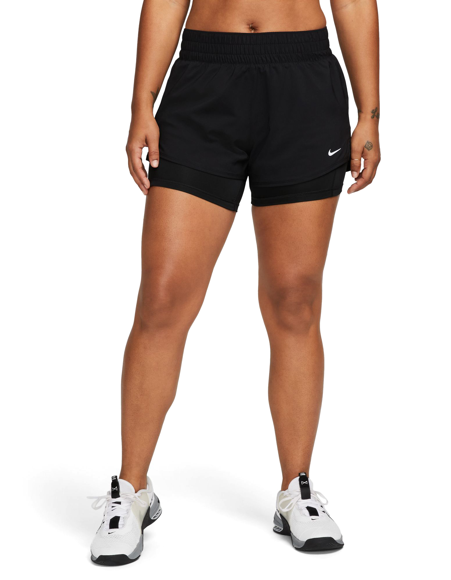 One Dri FIT 2 in1 Mid RIse 3 Shorts Dame BLACK REFLECTIVE SILV